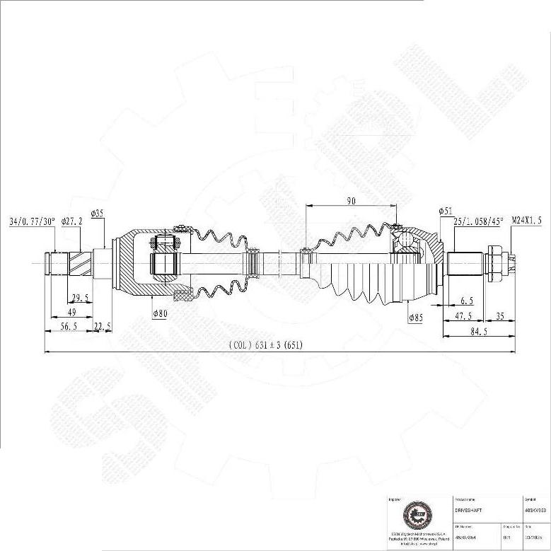 Esen SKV 40SKV353 - Albero motore / Semiasse www.autoricambi360.it