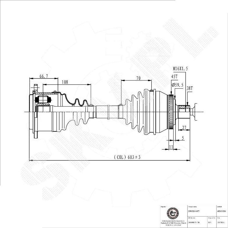 Esen SKV 40SKV304 - Albero motore / Semiasse www.autoricambi360.it