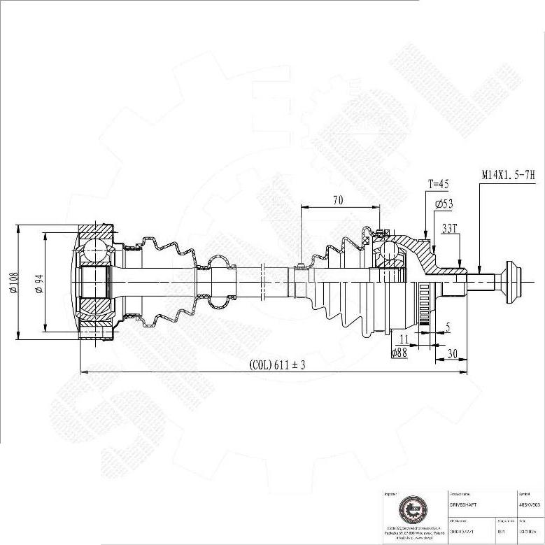 Esen SKV 40SKV303 - Albero motore / Semiasse www.autoricambi360.it