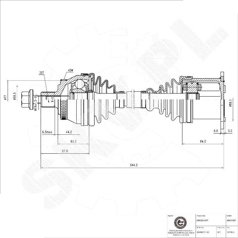 Esen SKV 40SKV307 - Albero motore / Semiasse www.autoricambi360.it