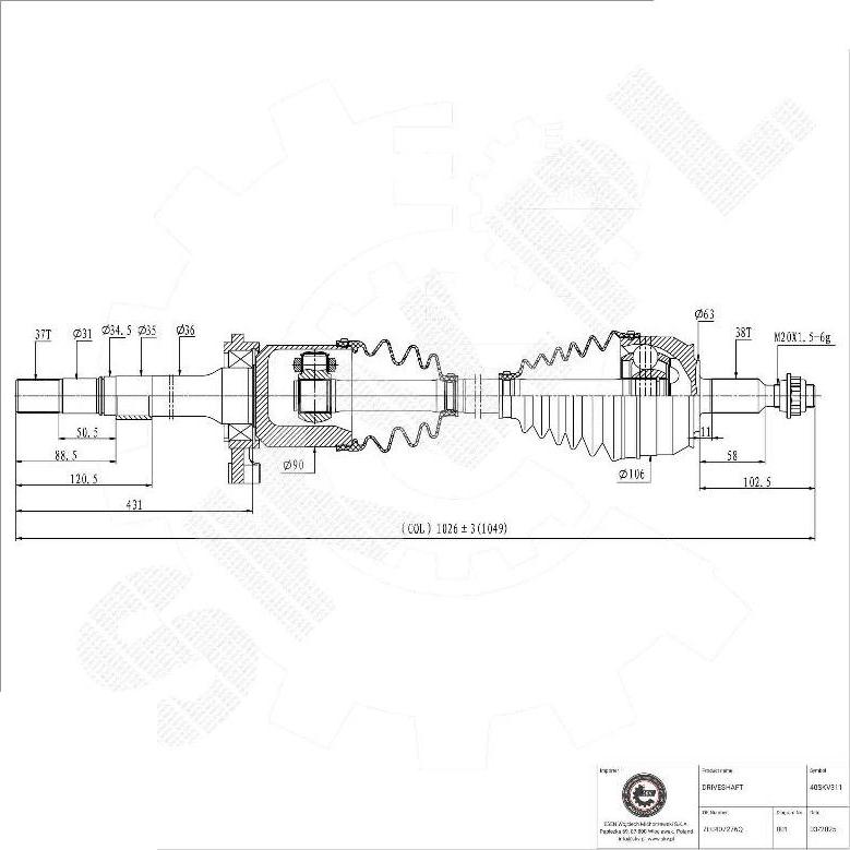 Esen SKV 40SKV311 - Albero motore / Semiasse www.autoricambi360.it