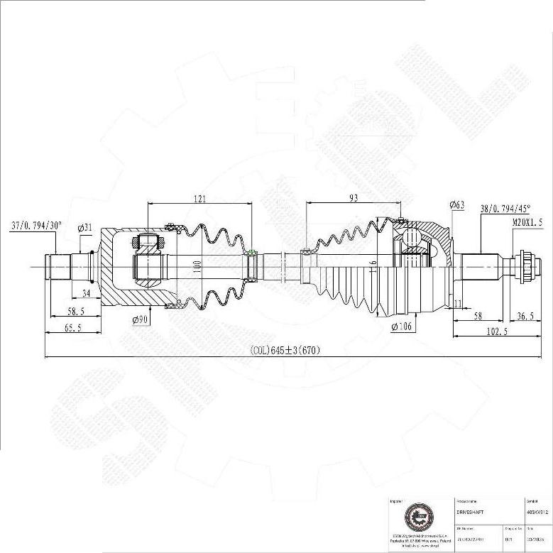 Esen SKV 40SKV312 - Albero motore / Semiasse www.autoricambi360.it