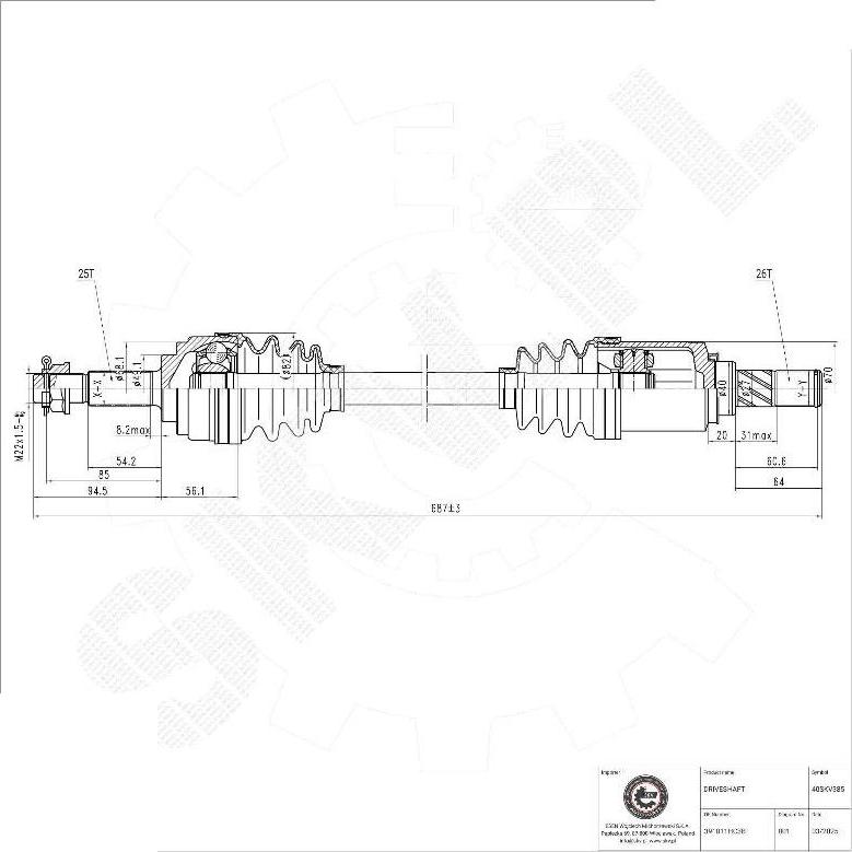 Esen SKV 40SKV385 - Albero motore / Semiasse www.autoricambi360.it