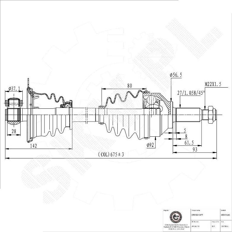 Esen SKV 40SKV244 - Albero motore / Semiasse www.autoricambi360.it