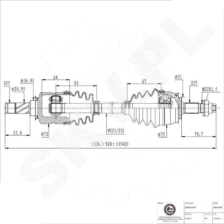 Esen SKV 40SKV248 - Albero motore / Semiasse www.autoricambi360.it