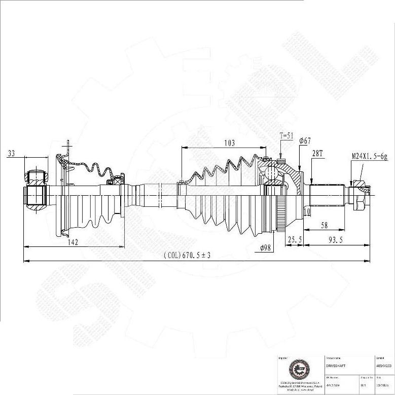 Esen SKV 40SKV253 - Albero motore / Semiasse www.autoricambi360.it