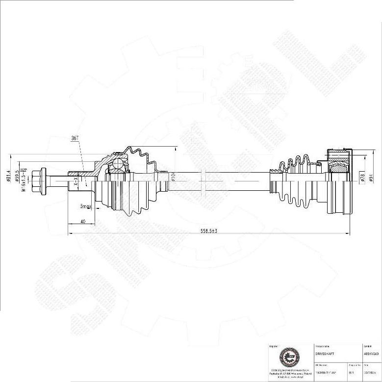 Esen SKV 40SKV260 - Albero motore / Semiasse www.autoricambi360.it