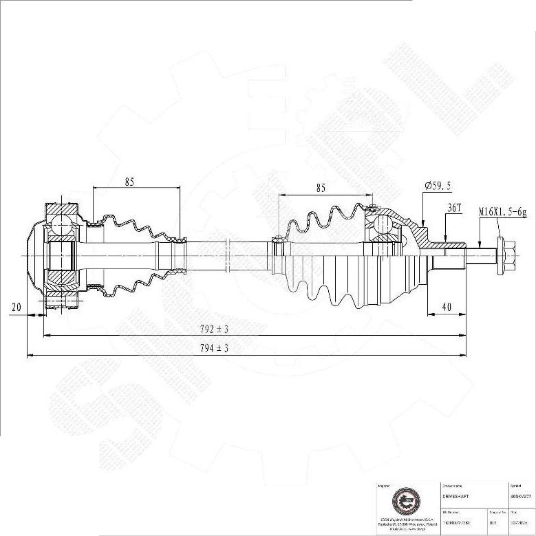 Esen SKV 40SKV277 - Albero motore / Semiasse www.autoricambi360.it