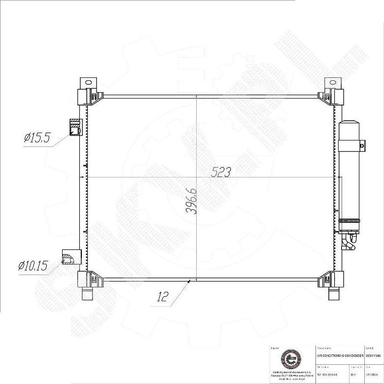 Esen SKV 86SKV346 - Condensatore, Climatizzatore www.autoricambi360.it