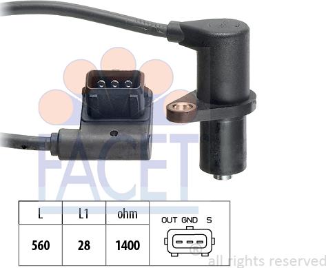 FACET 9.0085 - Sensore, Posizione albero a camme www.autoricambi360.it