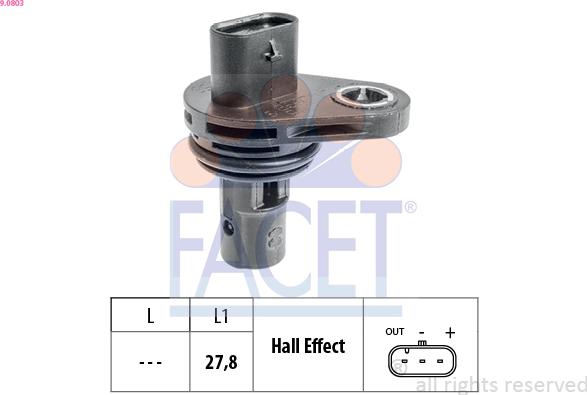 FACET 9.0803 - Sensore, Posizione albero a camme www.autoricambi360.it