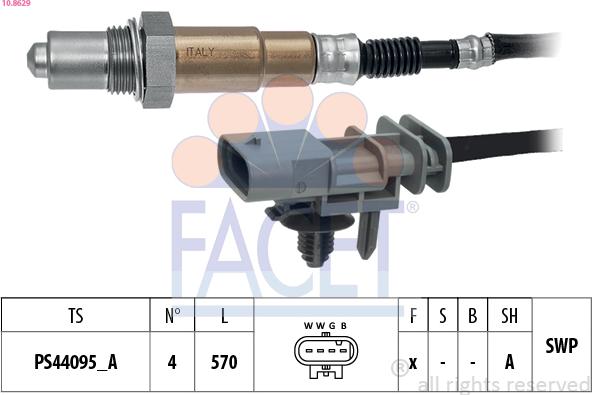 FACET 10.8629 - Sonda lambda www.autoricambi360.it