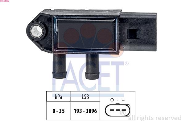 FACET 10.3446 - Sensore, Pressione gas scarico www.autoricambi360.it