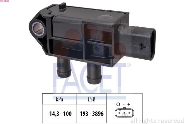 FACET 10.3440 - Sensore, Pressione gas scarico www.autoricambi360.it