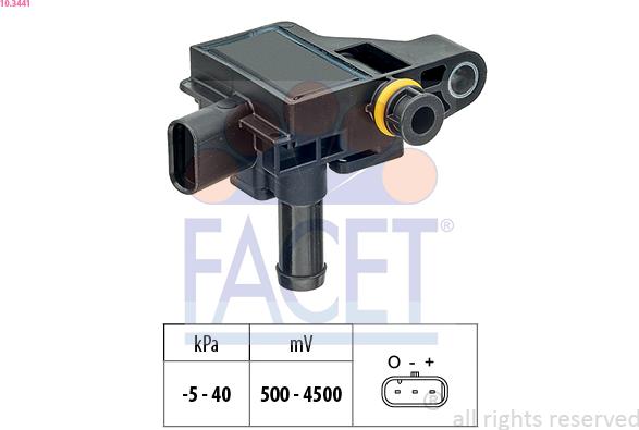 FACET 10.3441 - Sensore, Pressione gas scarico www.autoricambi360.it