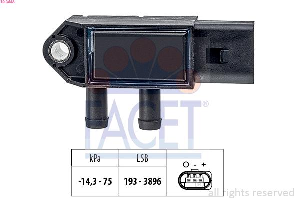 FACET 10.3448 - Sensore, Pressione gas scarico www.autoricambi360.it