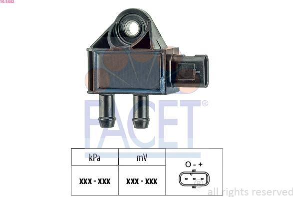 FACET 10.3442 - Sensore, Pressione gas scarico www.autoricambi360.it