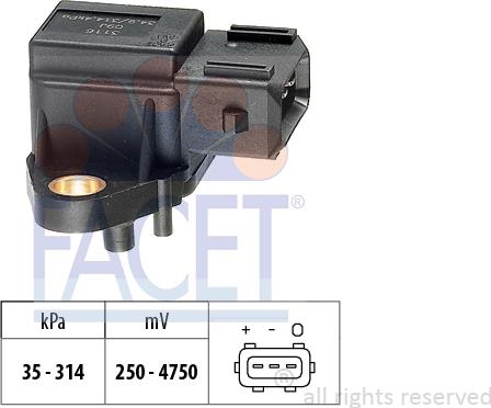 FACET 10.3116 - Sensore pressione aria, Aggiustaggio altimetrico www.autoricambi360.it