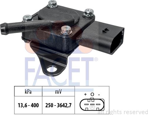 FACET 10.3319 - Sensore, Pressione gas scarico www.autoricambi360.it