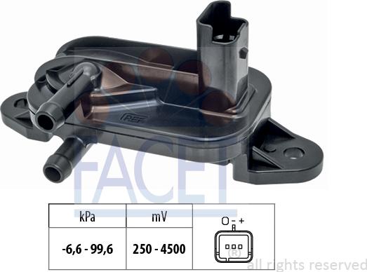 FACET 10.3316 - Sensore, Pressione gas scarico www.autoricambi360.it