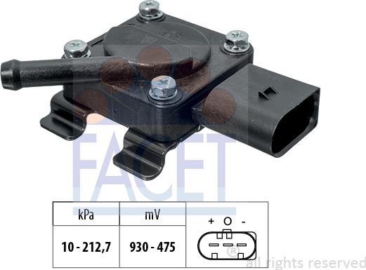 FACET 10.3312 - Sensore, Pressione gas scarico www.autoricambi360.it