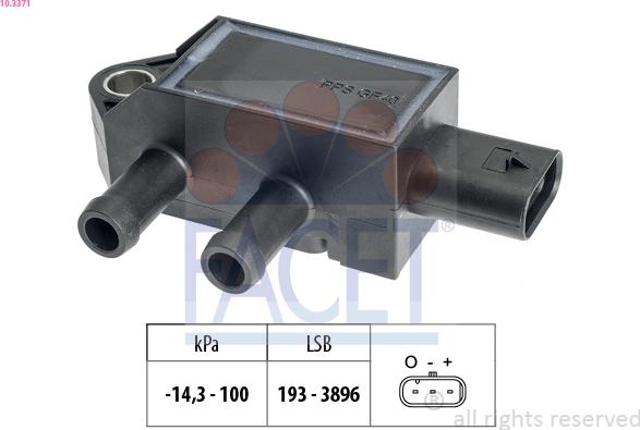 FACET 10.3371 - Sensore, Pressione gas scarico www.autoricambi360.it