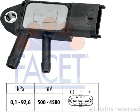 FACET 10.3292 - Sensore, Pressione gas scarico www.autoricambi360.it