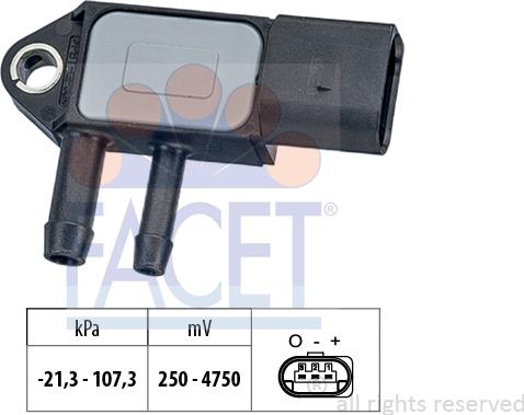 FACET 10.3265 - Sensore, Pressione gas scarico www.autoricambi360.it