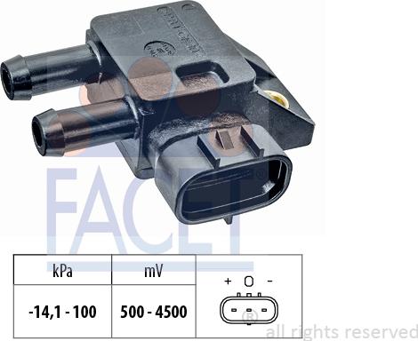 FACET 10.3342 - Sensore, Pressione gas scarico www.autoricambi360.it