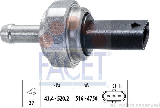 FACET 25.0002 - Sensore, Pressione gas scarico www.autoricambi360.it