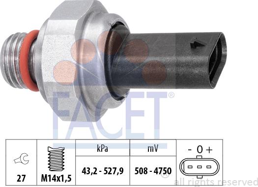 FACET 25.0007 - Sensore, Pressione gas scarico www.autoricambi360.it
