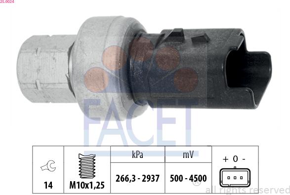 FACET 25.0024 - Interruttore a pressione, Climatizzatore www.autoricambi360.it