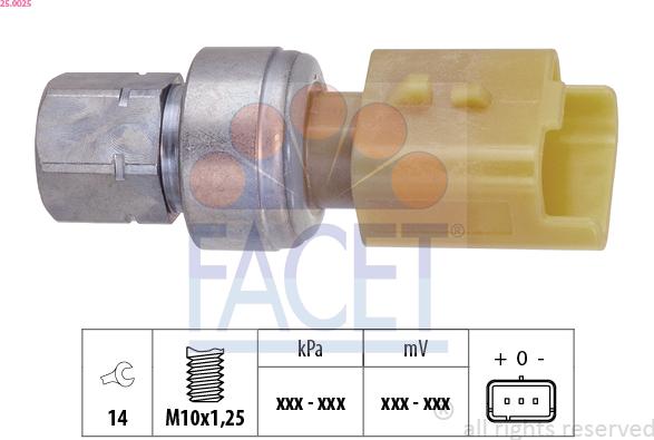 FACET 25.0025 - Interruttore a pressione, Climatizzatore www.autoricambi360.it