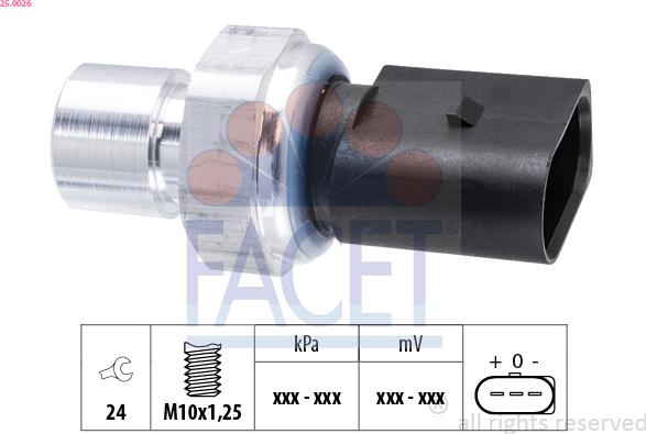 FACET 25.0026 - Interruttore a pressione, Climatizzatore www.autoricambi360.it