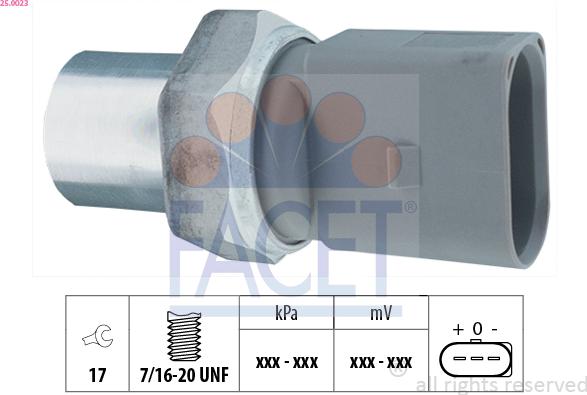 FACET 25.0023 - Interruttore a pressione, Climatizzatore www.autoricambi360.it