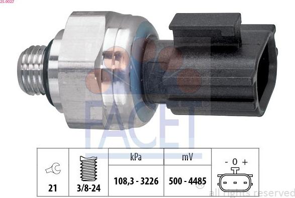 FACET 25.0027 - Interruttore a pressione, Climatizzatore www.autoricambi360.it