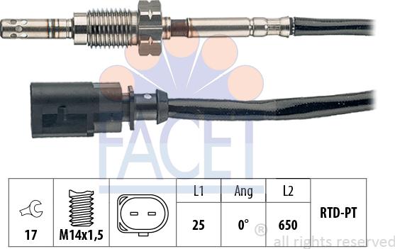 FACET 22.0049 - Sensore, Temperatura gas scarico www.autoricambi360.it