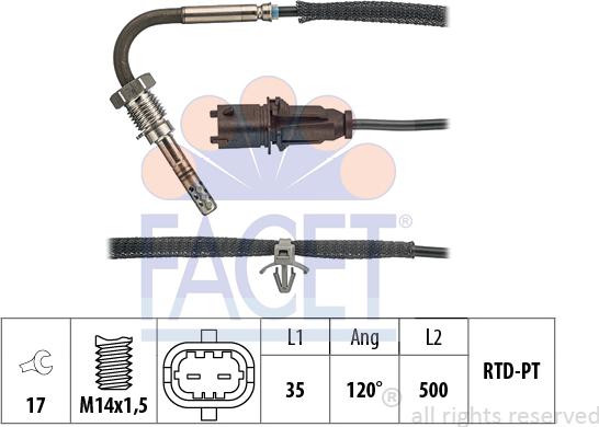 FACET 22.0044 - Sensore, Temperatura gas scarico www.autoricambi360.it