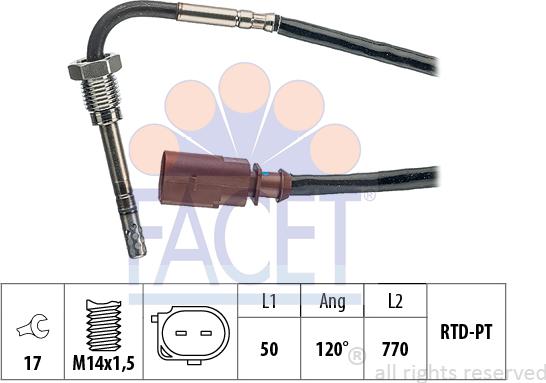 FACET 22.0048 - Sensore, Temperatura gas scarico www.autoricambi360.it
