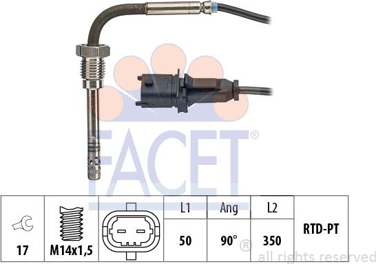 FACET 22.0042 - Sensore, Temperatura gas scarico www.autoricambi360.it