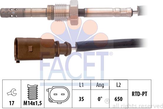 FACET 22.0065 - Sensore, Temperatura gas scarico www.autoricambi360.it
