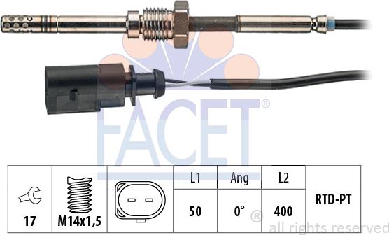 FACET 22.0066 - Sensore, Temperatura gas scarico www.autoricambi360.it
