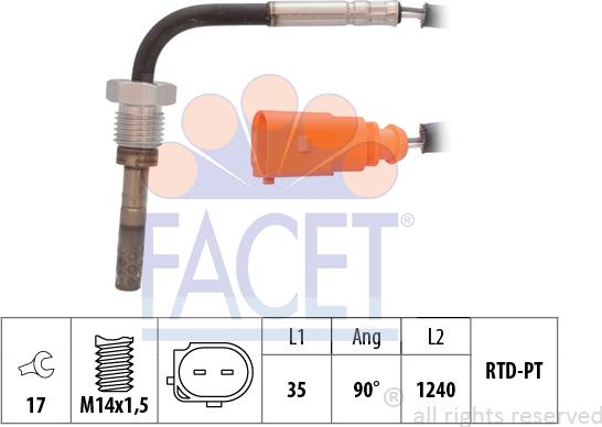FACET 22.0061 - Sensore, Temperatura gas scarico www.autoricambi360.it