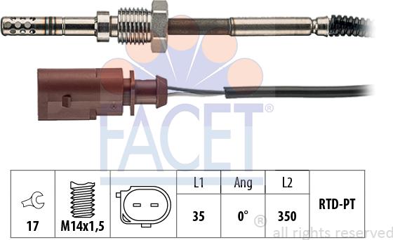 FACET 22.0063 - Sensore, Temperatura gas scarico www.autoricambi360.it