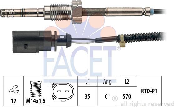 FACET 22.0062 - Sensore, Temperatura gas scarico www.autoricambi360.it