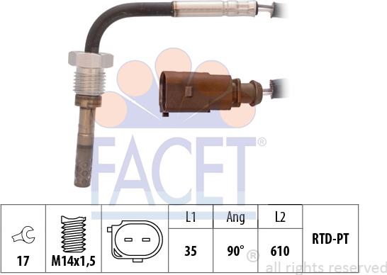 FACET 22.0067 - Sensore, Temperatura gas scarico www.autoricambi360.it