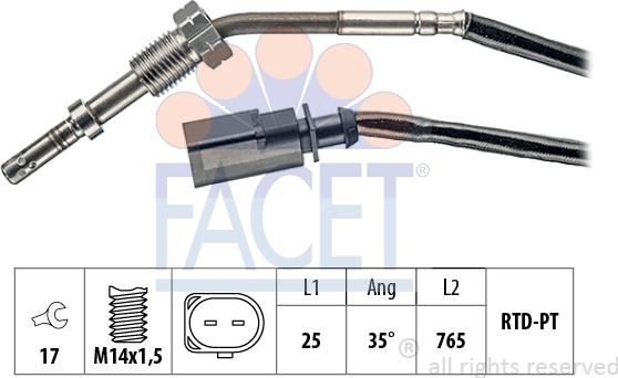FACET 22.0003 - Sensore, Temperatura gas scarico www.autoricambi360.it