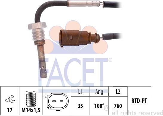 FACET 22.0002 - Sensore, Temperatura gas scarico www.autoricambi360.it
