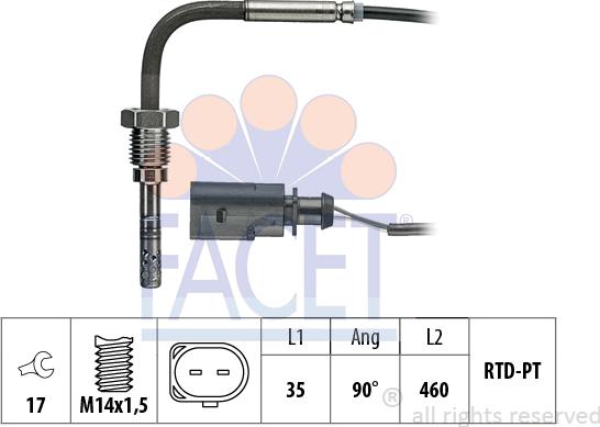 FACET 22.0036 - Sensore, Temperatura gas scarico www.autoricambi360.it