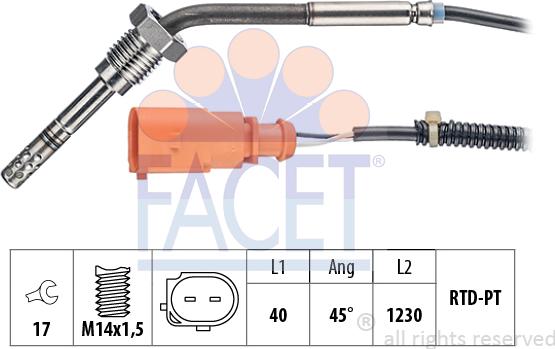 FACET 22.0191 - Sensore, Temperatura gas scarico www.autoricambi360.it